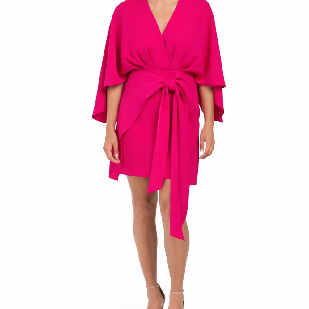 Alexia Admor pink sleeved Dress barbie core statement pretty in pink cape style